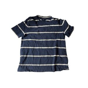 Tommy Hilfiger Mens XL Striped T-Shirt Navy Blue White Crew Neck Cotton Tee